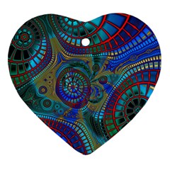 Fractal Abstract Line Wave Ornament (heart) by HermanTelo