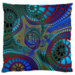 Fractal Abstract Line Wave Large Flano Cushion Case (two Sides)