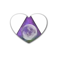 Form Triangle Moon Space Rubber Coaster (heart)  by HermanTelo
