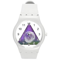 Form Triangle Moon Space Round Plastic Sport Watch (m) by HermanTelo