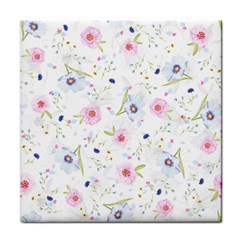 Floral Pink Blue Face Towel by HermanTelo