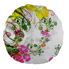 Flowers Floral Large 18  Premium Flano Round Cushions