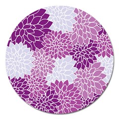 Floral Purple Magnet 5  (round) by HermanTelo