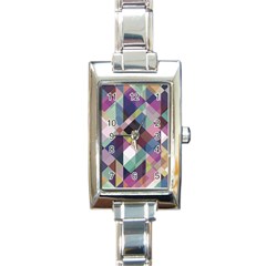 Geometric Blue Violet Pink Rectangle Italian Charm Watch by HermanTelo