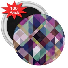 Geometric Blue Violet Pink 3  Magnets (100 Pack) by HermanTelo