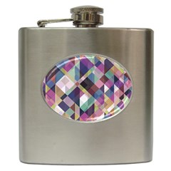 Geometric Blue Violet Pink Hip Flask (6 Oz)