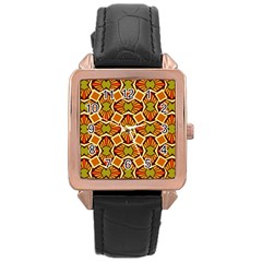 Geometry Shape Retro Rose Gold Leather Watch 
