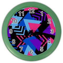 Memphis Pattern Geometric Abstract Color Wall Clock by HermanTelo