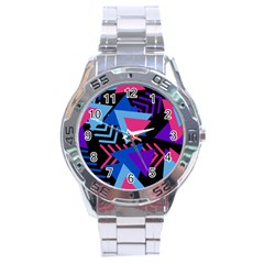 Memphis Pattern Geometric Abstract Stainless Steel Analogue Watch by HermanTelo