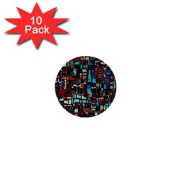 Mosaic Abstract 1  Mini Buttons (10 Pack)  by HermanTelo