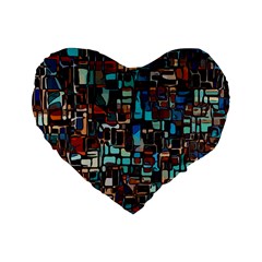 Mosaic Abstract Standard 16  Premium Flano Heart Shape Cushions