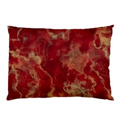 Marble Red Yellow Background Pillow Case by HermanTelo