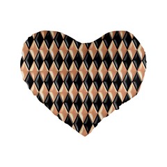 Metallic Diamond Design Black Standard 16  Premium Flano Heart Shape Cushions