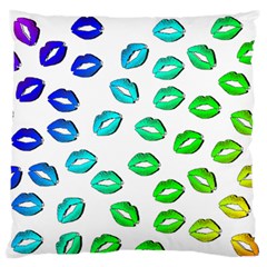 Kiss Mouth Lips Colors Large Flano Cushion Case (one Side) by HermanTelo