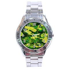 Marijuana Camouflage Cannabis Drug Stainless Steel Analogue Watch by HermanTelo