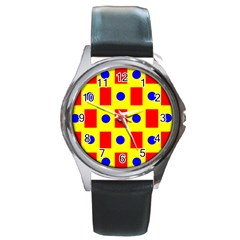 Pattern Circle Plaid Round Metal Watch by HermanTelo