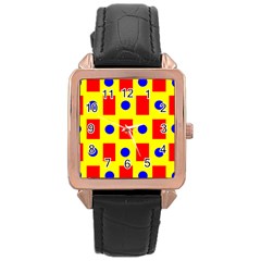 Pattern Circle Plaid Rose Gold Leather Watch  by HermanTelo