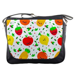 Pattern Fruits Orange Green Messenger Bag by HermanTelo