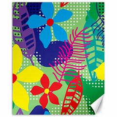 Pattern Leaf Polka Floral Canvas 16  X 20 