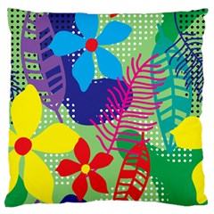 Pattern Leaf Polka Floral Large Flano Cushion Case (one Side) by HermanTelo