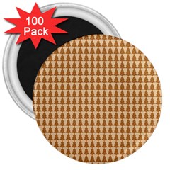 Pattern Gingerbread Brown Tree 3  Magnets (100 Pack) by HermanTelo