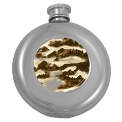 Mountains Ocean Clouds Round Hip Flask (5 Oz) by HermanTelo