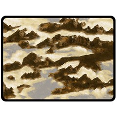 Mountains Ocean Clouds Fleece Blanket (large)  by HermanTelo