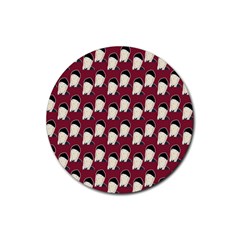 Beanie Boy Pattern Red Rubber Coaster (round) 