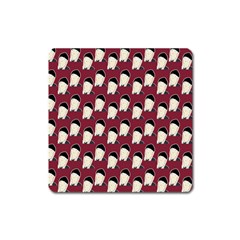 Beanie Boy Pattern Red Square Magnet