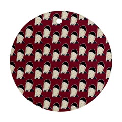 Beanie Boy Pattern Red Round Ornament (two Sides)