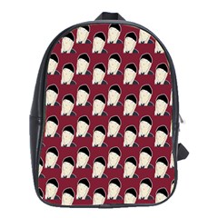 Beanie Boy Pattern Red School Bag (large)