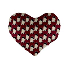 Beanie Boy Pattern Red Standard 16  Premium Flano Heart Shape Cushions by snowwhitegirl