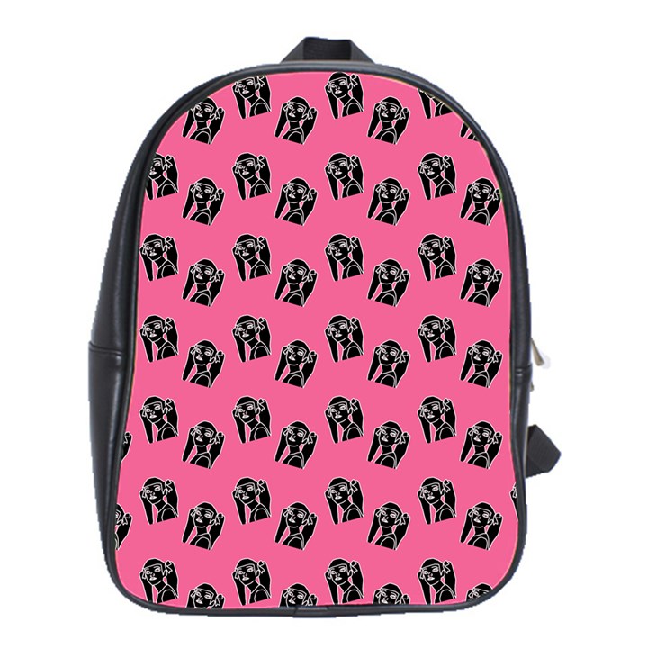 Girl Face Pink School Bag (Large)
