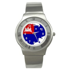 Flag Map Of Cambodia, 1970-1975 Stainless Steel Watch by abbeyz71