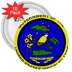 Seal Of United States Virgin Islands 3  Buttons (10 Pack)  by abbeyz71