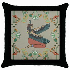 Egyptian Woman Wings Design Throw Pillow Case (black) by Sapixe