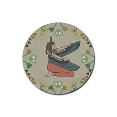 Egyptian Woman Wings Design Rubber Coaster (round)  by Sapixe