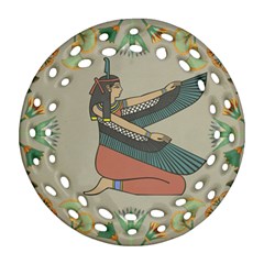 Egyptian Woman Wings Design Ornament (round Filigree) by Sapixe
