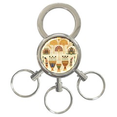 Egyptian Paper Papyrus Hieroglyphs 3-ring Key Chain