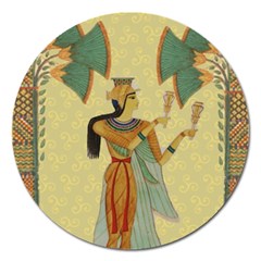 Egyptian Design Man Artifact Royal Magnet 5  (round) by Sapixe