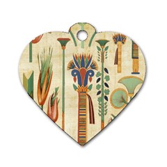 Egyptian Paper Papyrus Hieroglyphs Dog Tag Heart (one Side)
