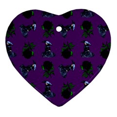 Gothic Girl Rose Purple Pattern Heart Ornament (two Sides)