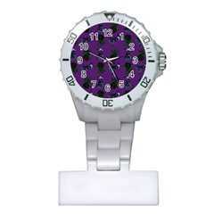 Gothic Girl Rose Purple Pattern Plastic Nurses Watch by snowwhitegirl