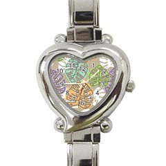 Pattern Leaves Banana Rainbow Heart Italian Charm Watch by HermanTelo