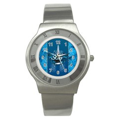 Sport, Surfboard With Water Drops Stainless Steel Watch by FantasyWorld7