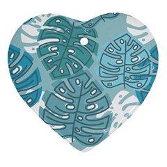 Pattern Leaves Banana Heart Ornament (two Sides) by HermanTelo