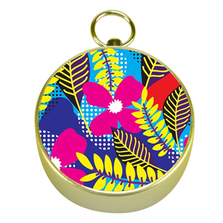 Pattern Leaf Polka Rainbow Gold Compasses