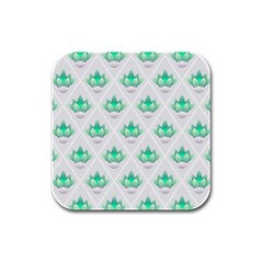 Plant Pattern Green Leaf Flora Rubber Square Coaster (4 Pack)  by HermanTelo