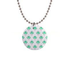 Plant Pattern Green Leaf Flora 1  Button Necklace by HermanTelo