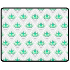 Plant Pattern Green Leaf Flora Double Sided Fleece Blanket (medium)  by HermanTelo